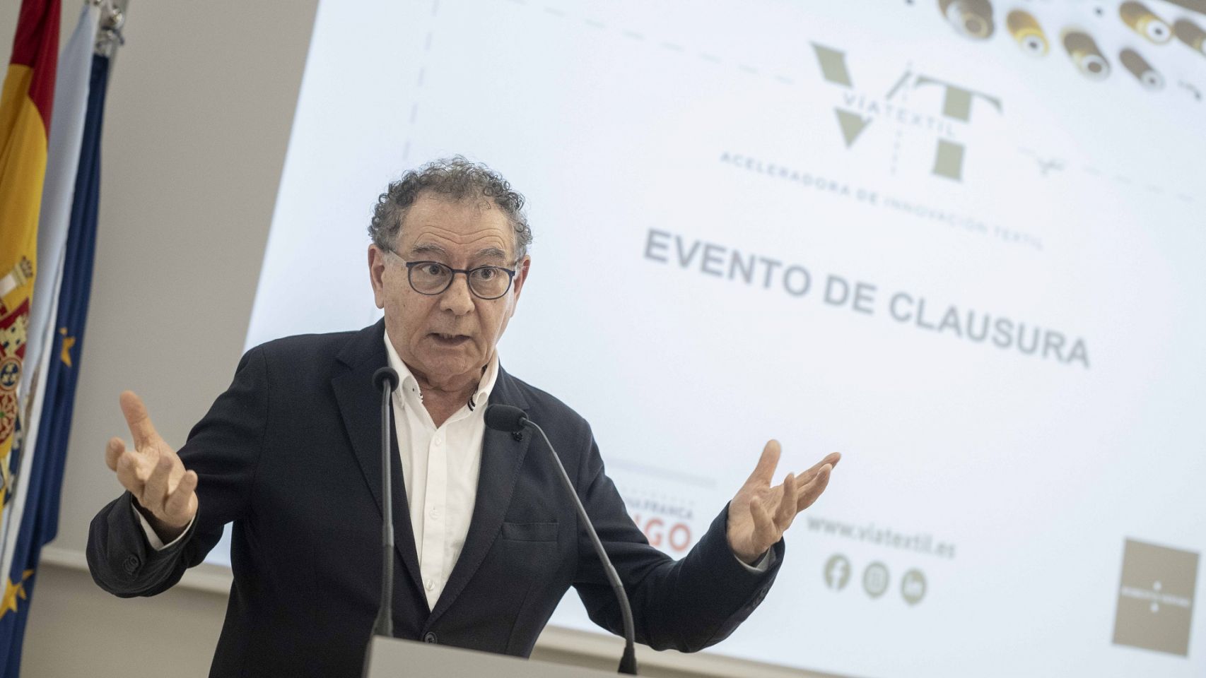 Roberto Verino durante el evento de clausura de VíaTextil. 