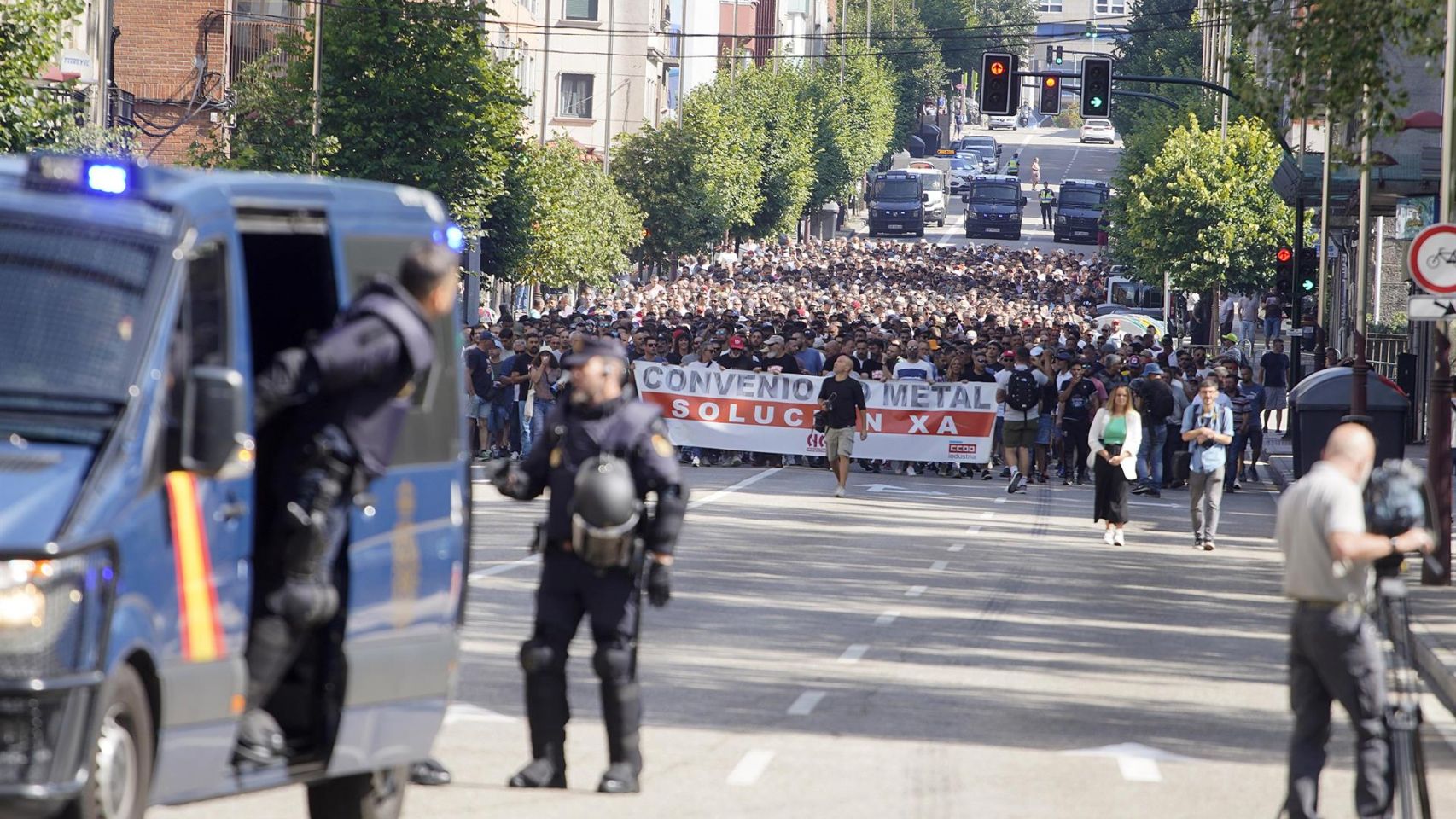 Quinta jornada de la huelga del metal, a 6 de julio de 2023, en Vigo.