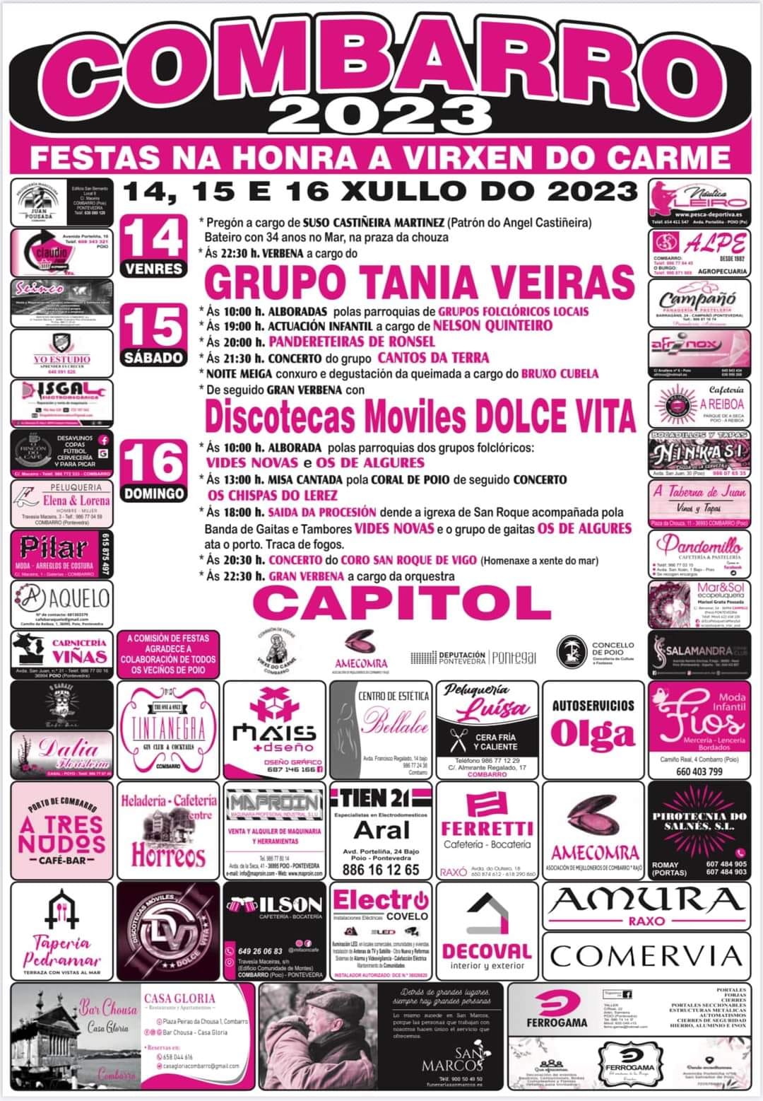 Fiestas del Carmen de Combarro 2023 en Poio Programa, cartel y agenda