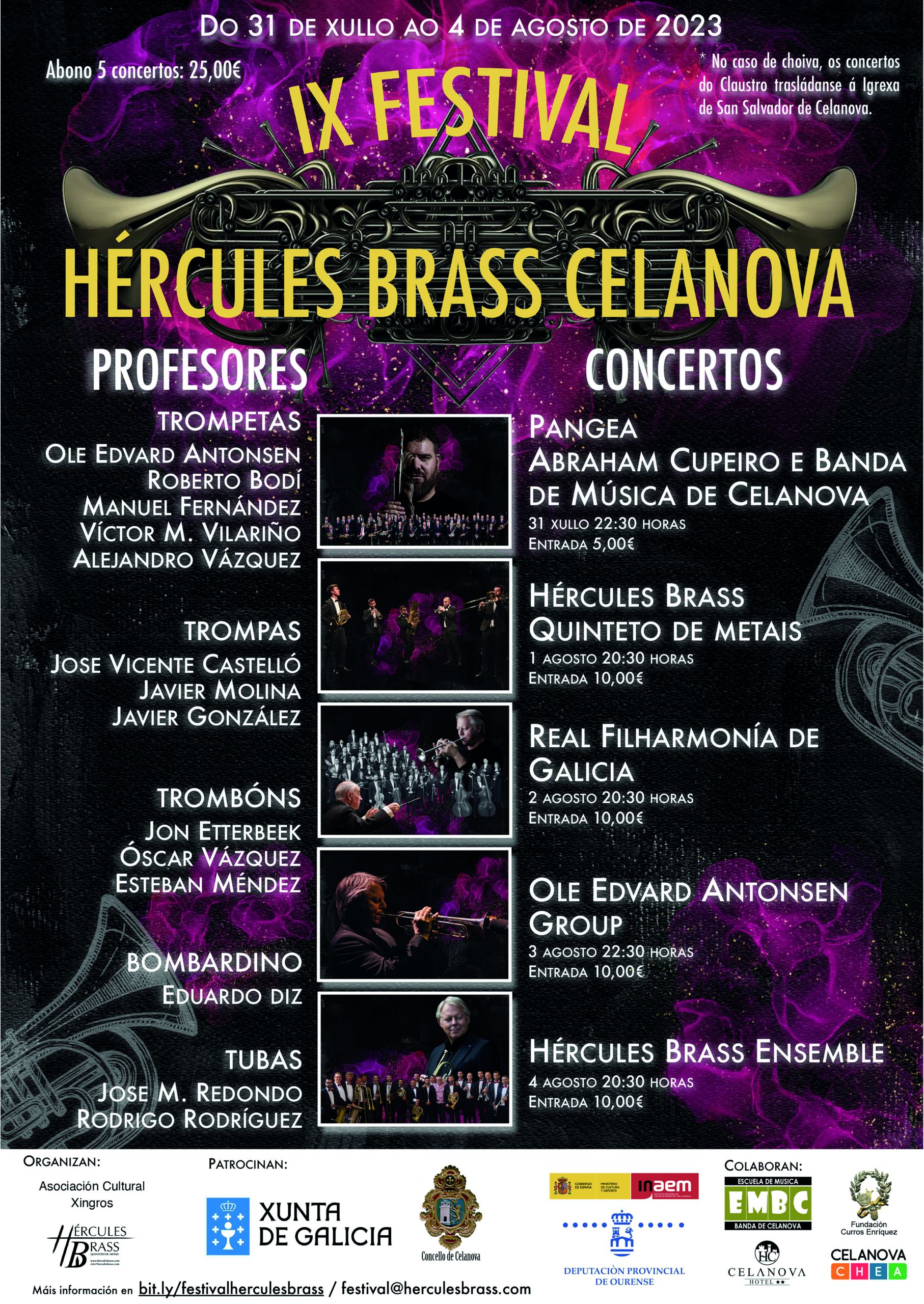 Festival Hércules Brass 2023 en Celanova: Programa, cartel y agenda completa