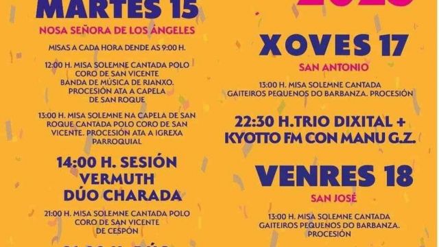 Fiestas de Cespón 2023 en Boiro: Programa, cartel y agenda completa