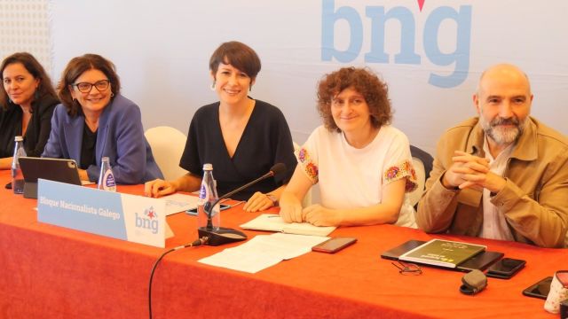La portavoz nacional del BNG, Ana Pontón, en el Consello Nacional celebrado en el Teo (A Coruña). 