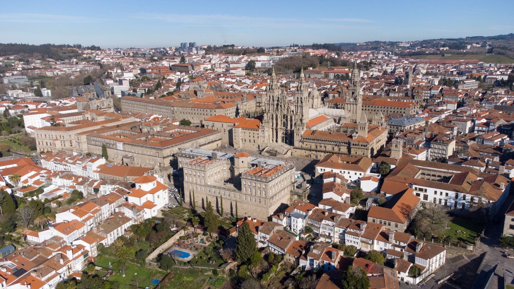 Vista aérea de Santiago de Compostela.
