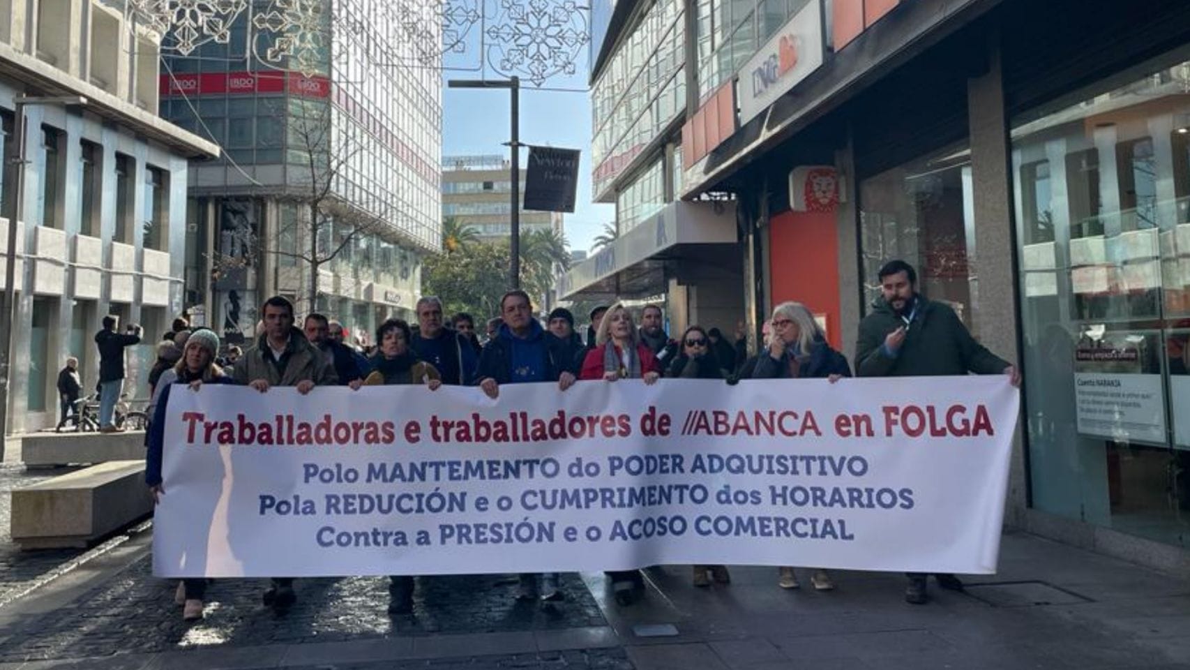 Manifestación de Abanca en A Coruña