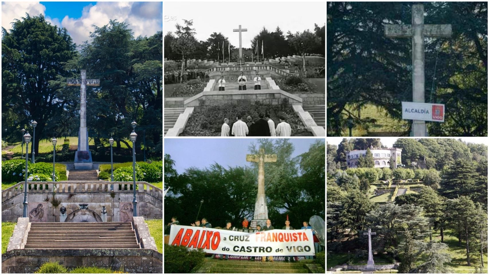 Imágenes de la Cruz de O Castro durante diferentes épocas.
