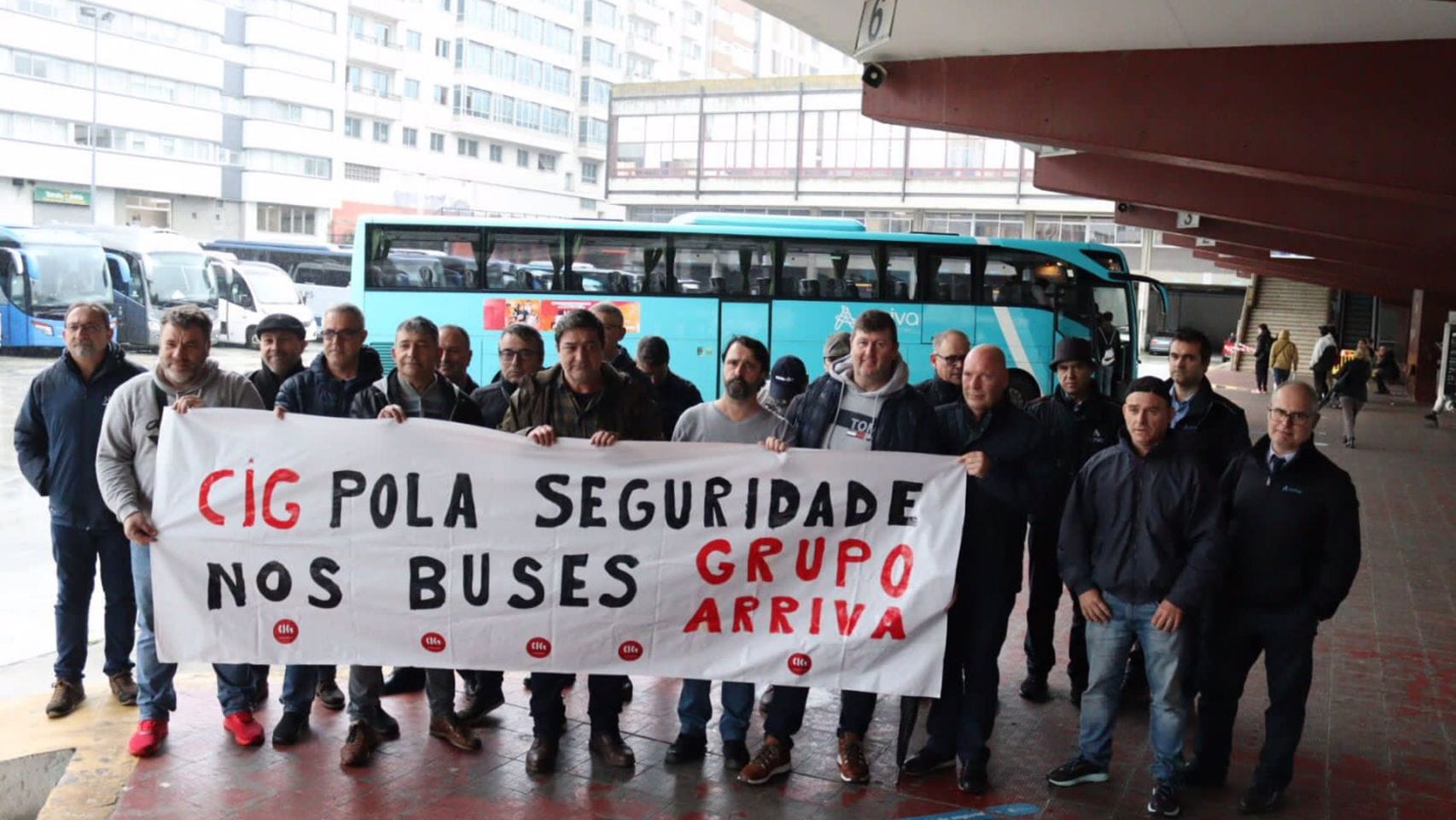 Protesta del personal de Arriva en A Coruña.