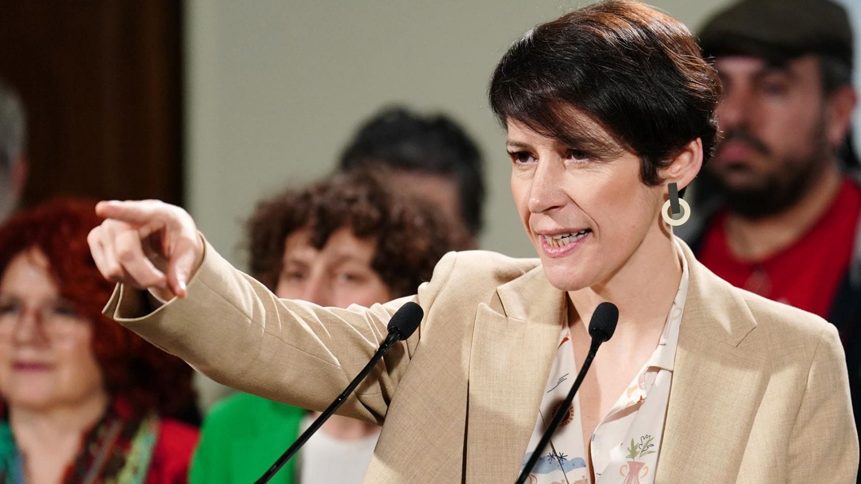 La portavoz nacional del BNG, Ana Pontón, durante una rueda de prensa para valorar los resultados de las elecciones gallegas