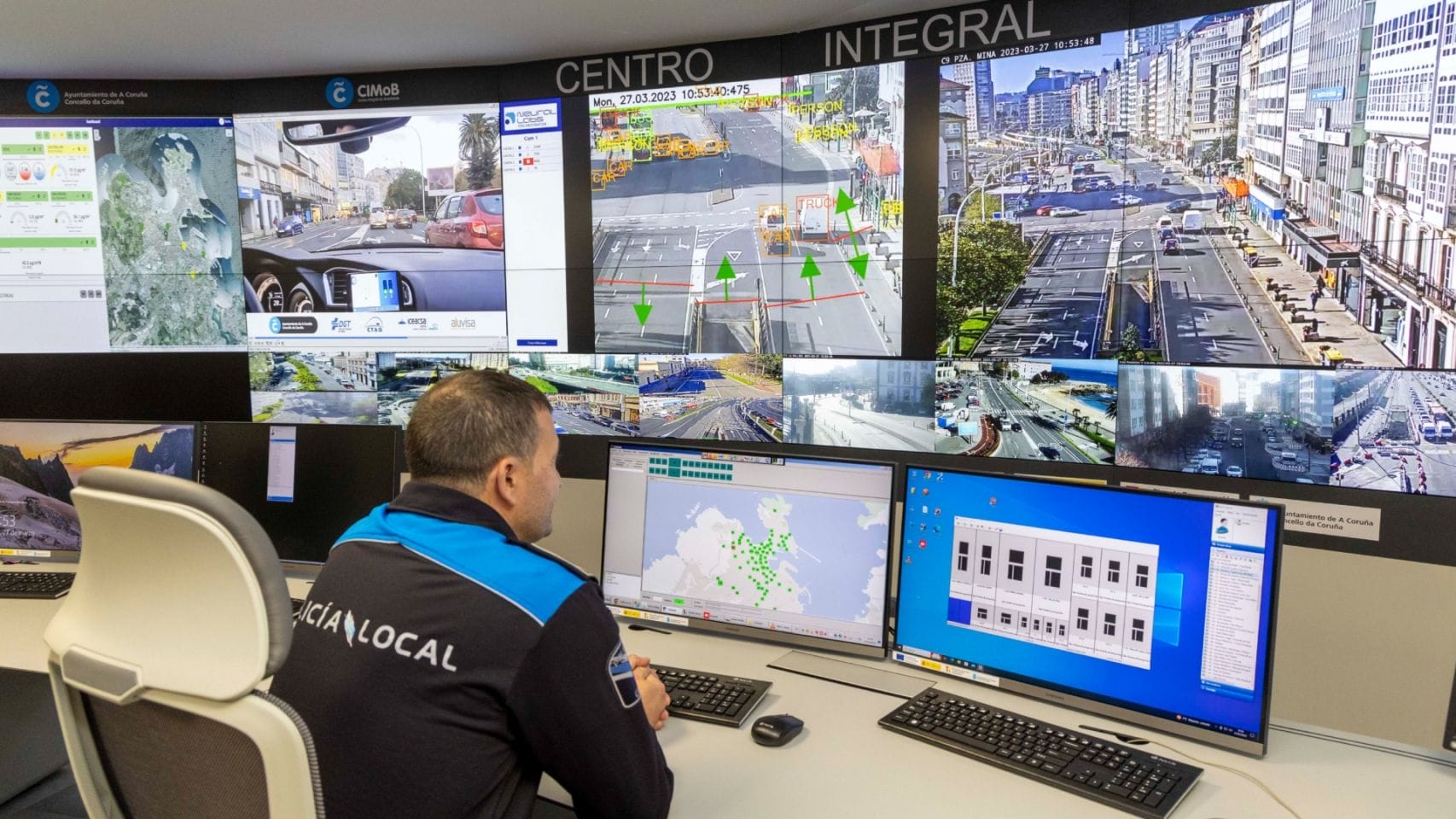 Sala de control de tráfico de A Coruña.