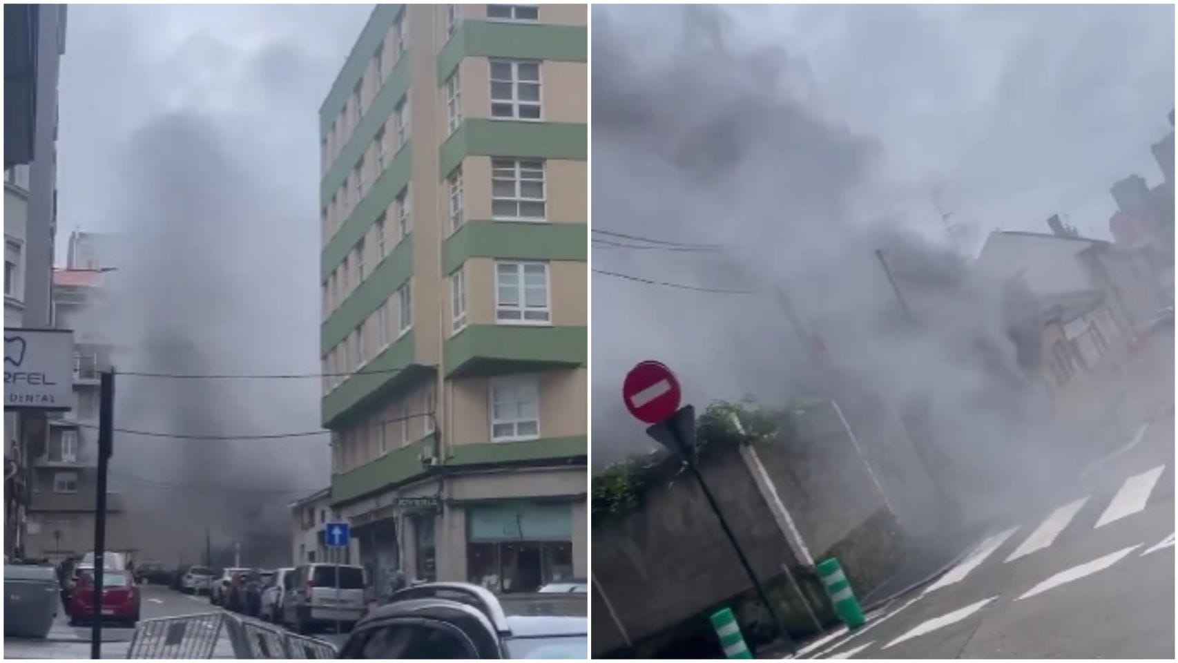 Capturas de pantalla de un vídeo del incendio en Os Mallos.