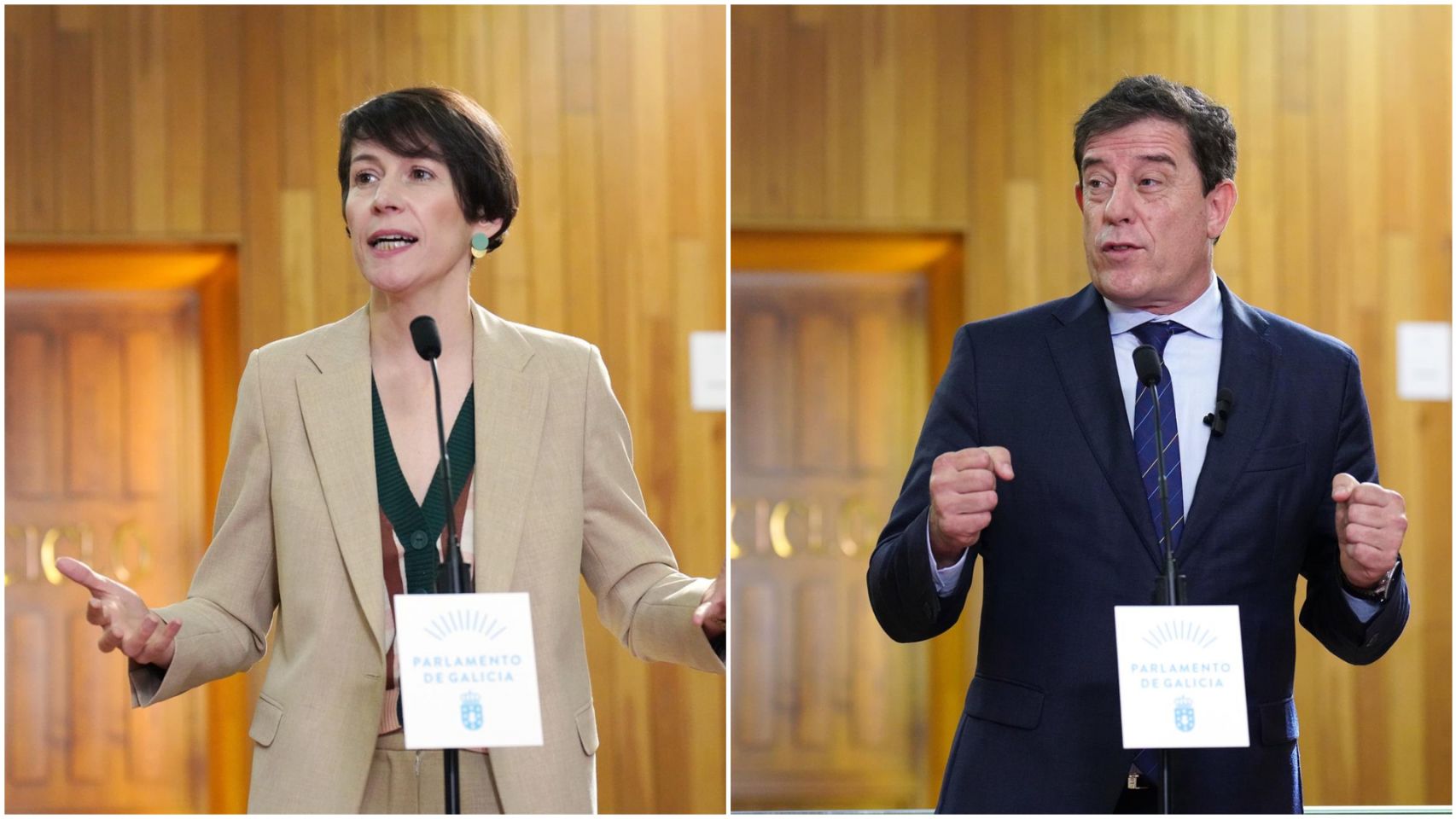 Ana Pontón y José Ramón Gómez Besteiro este martes durante el debate de investidura 