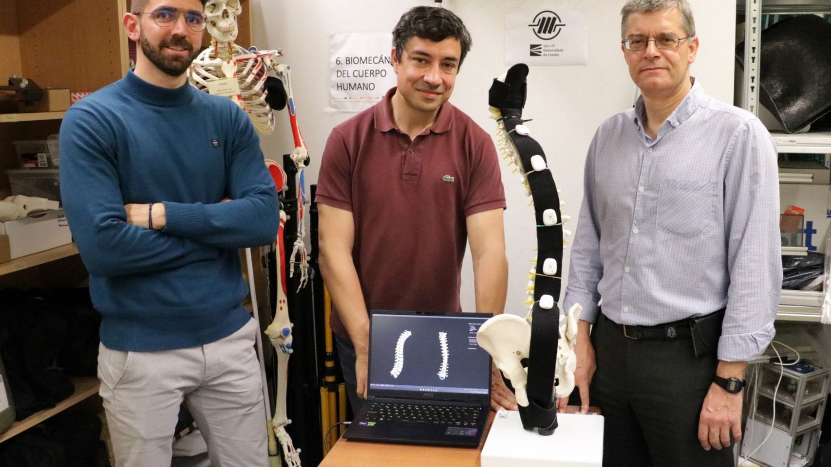 Investigadores dEL equipo de biomecánica del LIM Florian Michaud, Urbano Lugrís y Javier Cuadrado