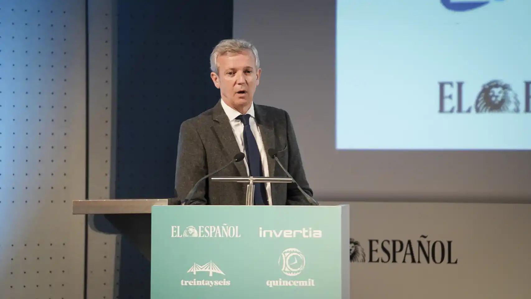 Rueda, presidente de la Xunta, durante su intervención en la primera jornada del III Foro Económico Español en Galicia 'La Galicia que viene'