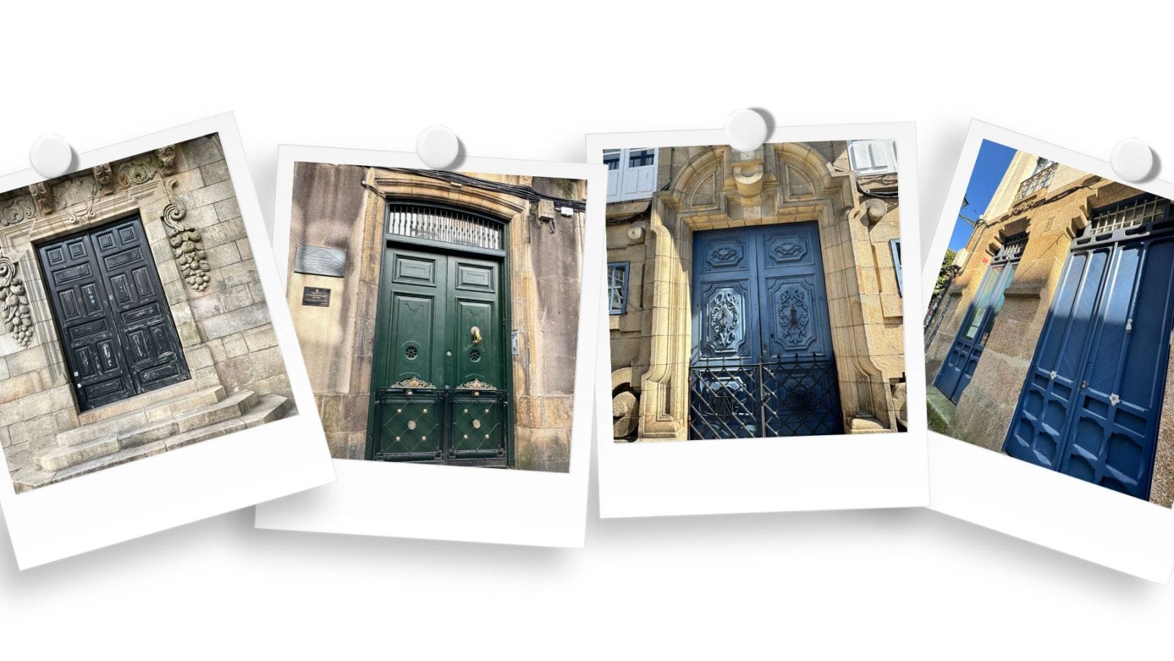 Algunas de las puertas más llamativas del casco histórico de Santiago.