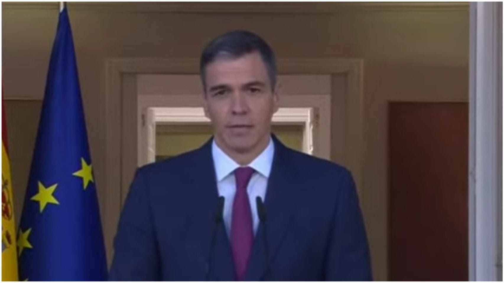 Pedro Sánchez en su declaración institucional de este lunes