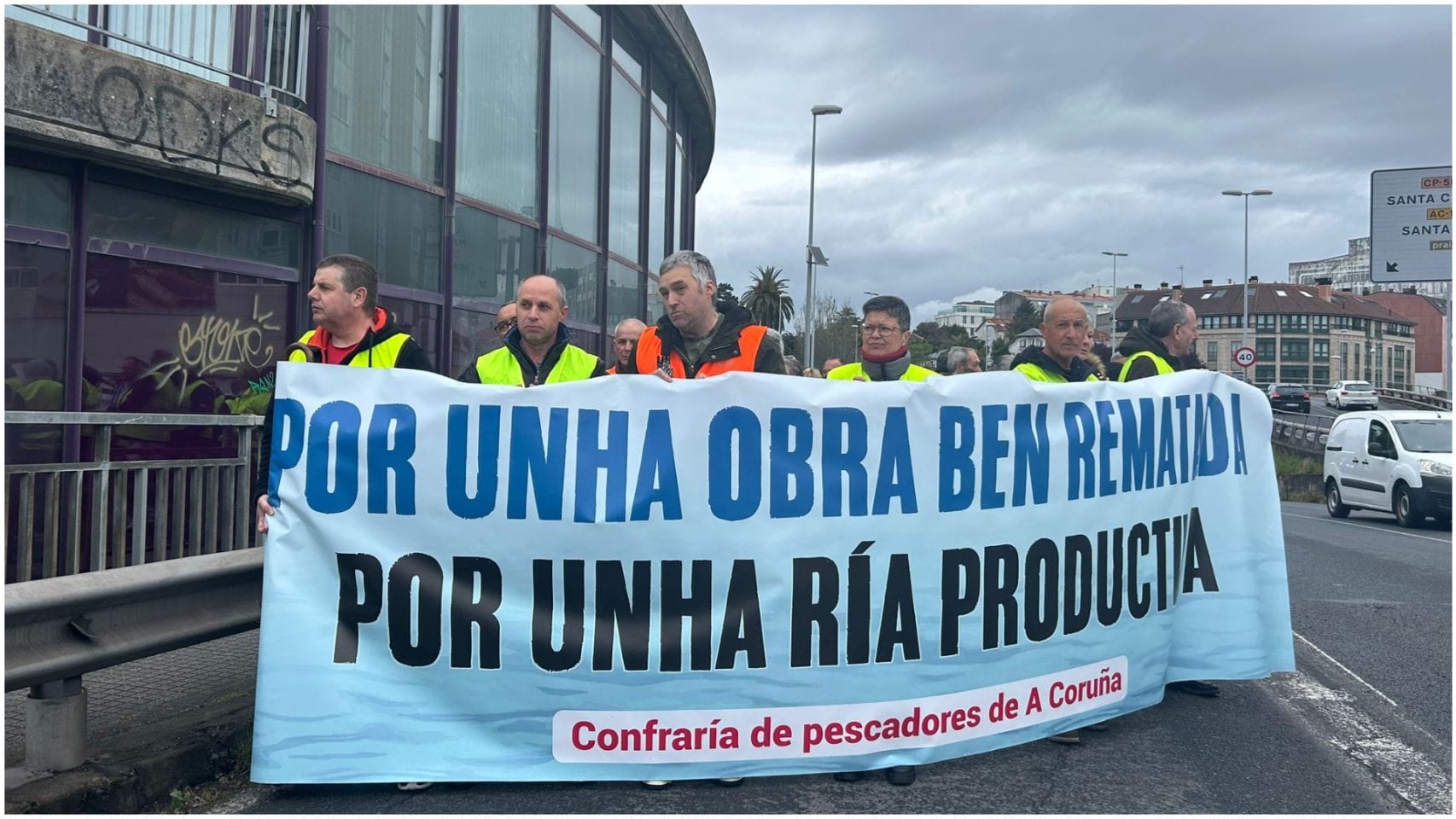 Protesta de los mariscadores de O Burgo este viernes 