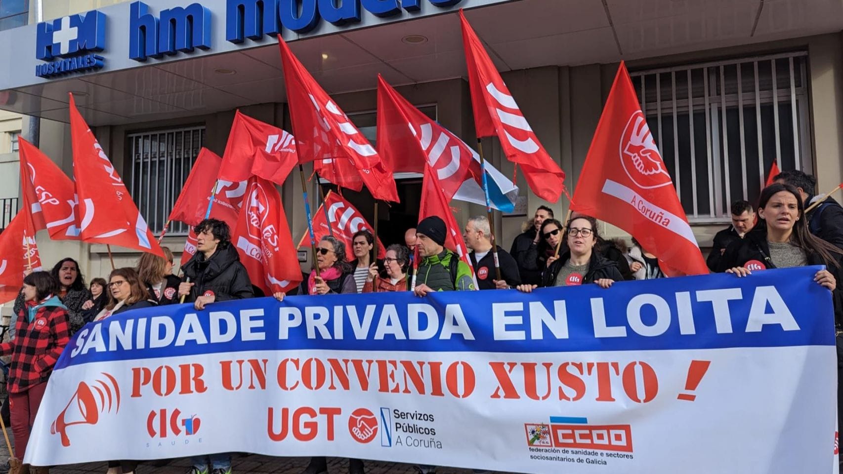Foto de archivo de protesta de personal de la sanidad privada en la provincia de A Coruña
