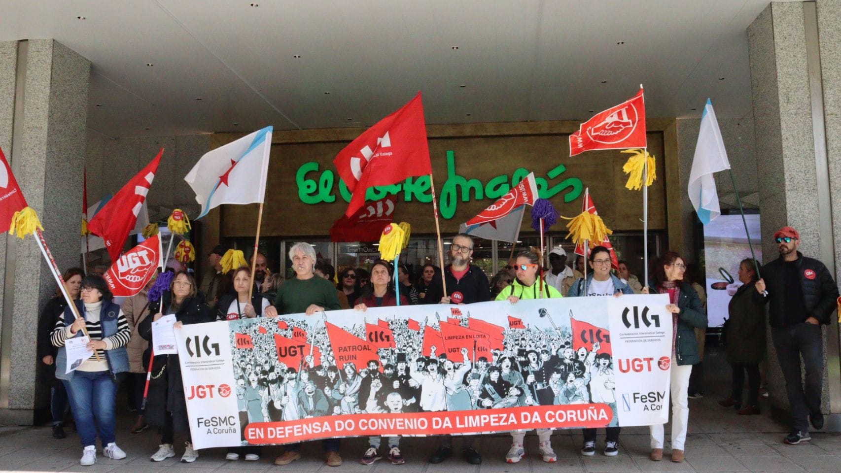 Protesta de trabajadores de limpieza en A Coruña